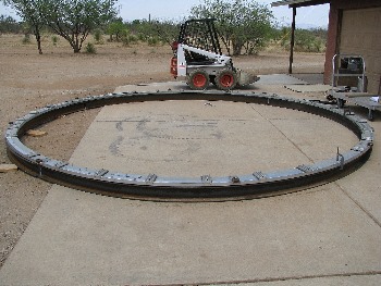 A 6x6 inch I-beam was custom bent into a circle to hold the roller ring